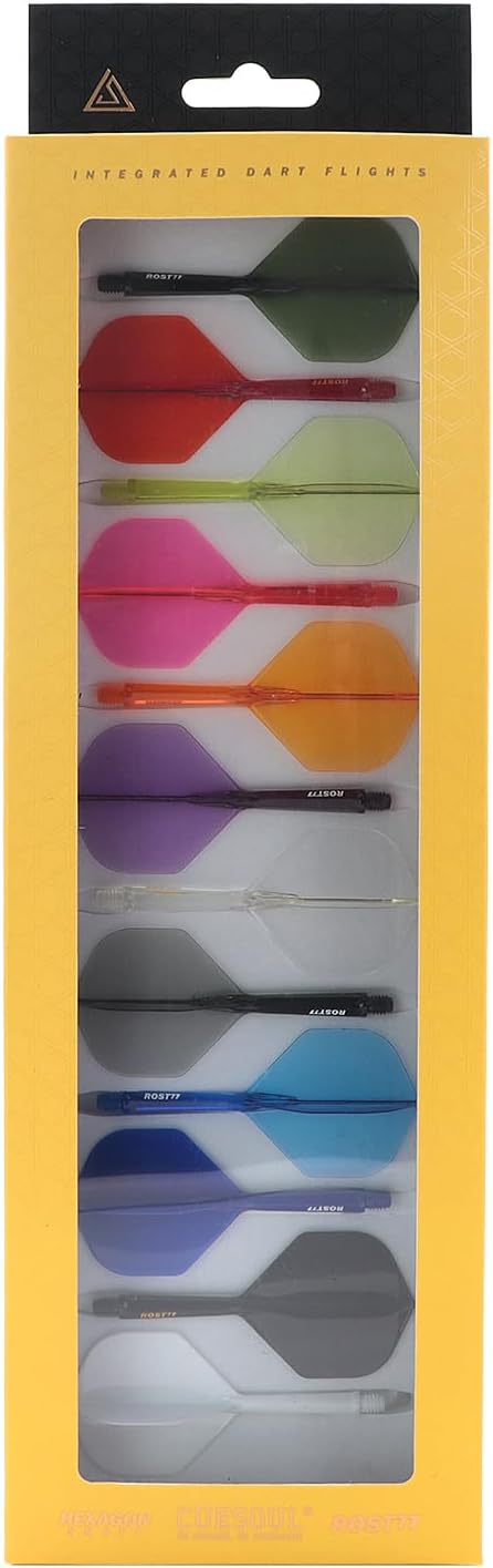 CUESOUL ROST 77 Integrated Dart Shaft and Flight Big Wing/Standard Shape Colour Collection Pack of 12 pcs