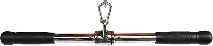 Lat Cable Machine Attachment Curl Pulldown Barbell Revolving Bar, Multi-Exerciser Cable Attachment, Solid Steel Tricep Press Down Bar with Rubber Handgrips & Revolving Hanger