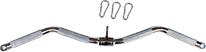 Lat Cable Machine Attachment Curl Pulldown Barbell Revolving Bar, Multi-Exerciser Cable Attachment, Solid Steel Tricep Press Down Bar with Rubber Handgrips & Revolving Hanger