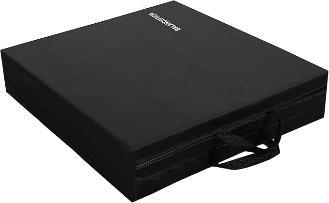BalanceFrom 6x2 Feet 3-Panel Folding Gymnastics Mat – 1.5-Inch Thick Pad with Vinyl Surface and Carrying Handles for Tumbling, Yoga, Pilates, Home Workouts, and Martial Arts