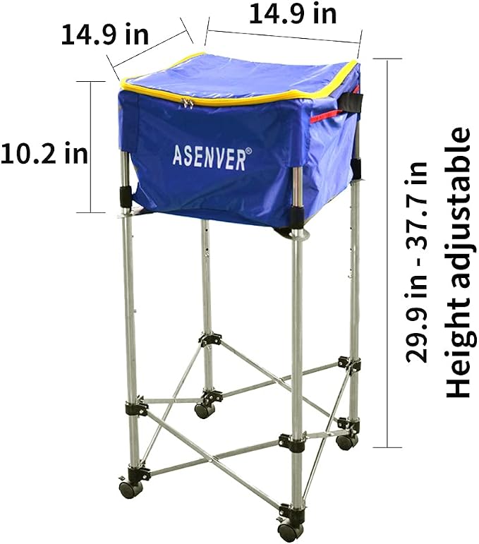 Tennis Ball Cart Removable Pickleballs Hopper with Wheels Basket Hold Up to 160 Balls for Tennis Ball