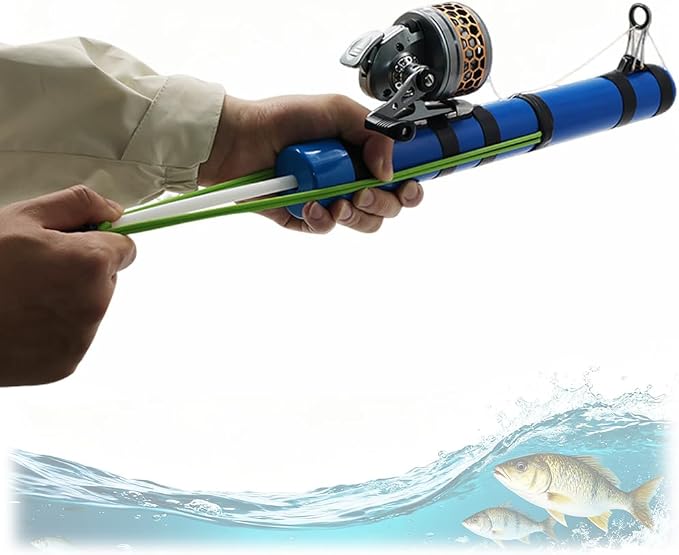 SUFFUSE Fishing Rod, Compact Catapult Fishing Pole, Portable Freshwater and Saltwater Fishing Lures Suitable for Outdoor Hunting and Traveling