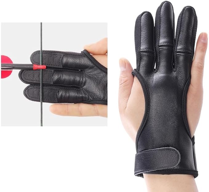 2pcs Archery Gloves Shooting Hunting Leather Three Finger Tab Protector Three Finger Guard for Recurve Bow Compo ﻿