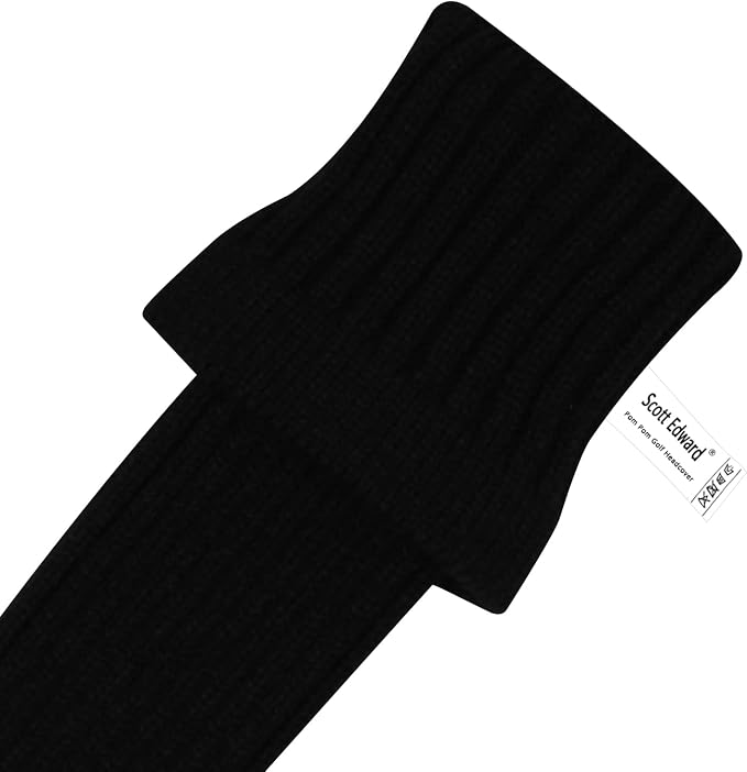 Scott Edward Knit Golf Club Cover with a Pom Set of 5 Head Covers Protect Driver Wood(460cc) 1 Fairway Wood2 and Hybrid/UT2 with Rotating Club Number Tags