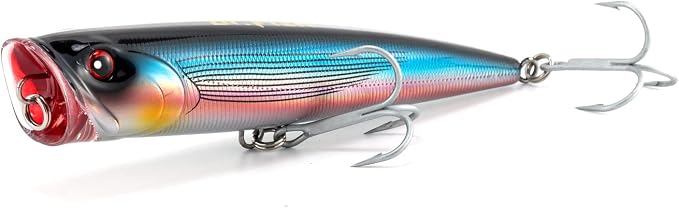 Dr.Fish Popper Saltwater Fishing Lures, 4/5.5 Inches GT Popper VMC Treble Hooks Surf Fishing Lures for Bass Striper Pike Salmon Offshore