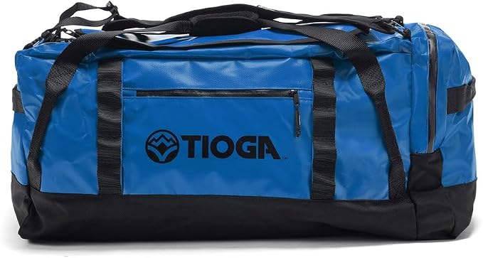 TIOGA Venture Outdoor Duffel Bag with Backpack Straps, Weather Resistant, Rugged Construction, Gear Hauling for Outdoor Adventures, Large / 70L, Blue