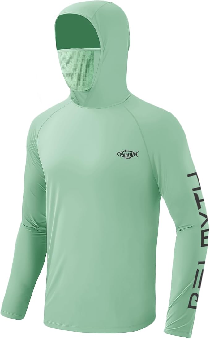 Palmyth Men's Fishing Hoodie Shirt UPF 50+ Quick-Dry Breathable Long Sleeve | Long Sleeve Fishing Shirt, UPF 50+ Sun Protection, Quick-Dry Fabric, Breathable Mesh Back, Built-in Face Mask, 4-way Stretch