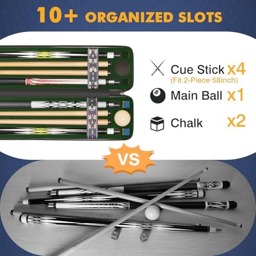 PEKREWS 2x2 Soft Cue Bag Teal & 4x4 Hard Pool Cue Case Black Set