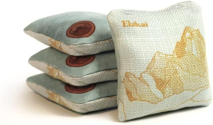Elakai Cornhole Bags All Weather Dual Sided Slick and Stick Travel Size and Weight Set of 4 Travel Size 4 in x 4 in