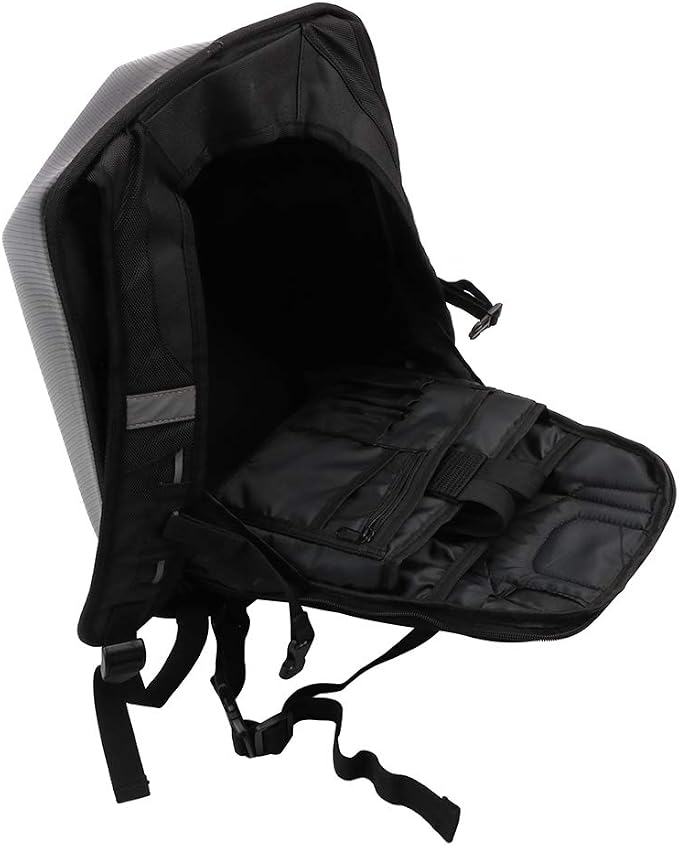 JFG RACING Motorcycle Backpack 30L,Universal Hard Shell Helmet Hardshell Riding Back Pack for Men Women - Imitation Carbon Fiber Black