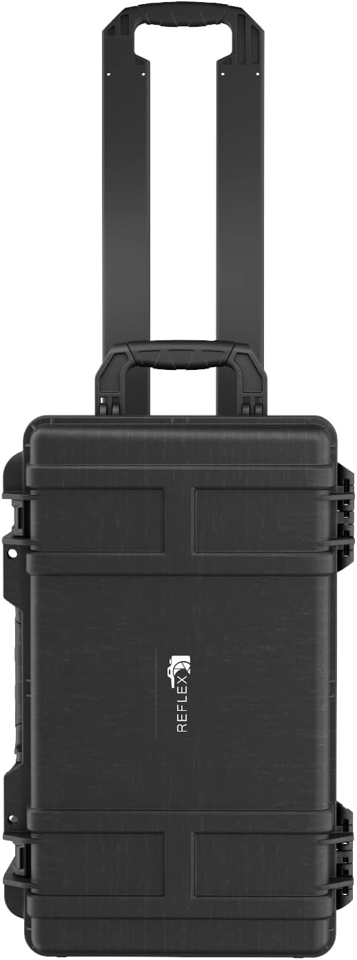 Reflex Camera Large Protective Hard Camera Case suitable for Drones, Lens, DSLR & Guns. Smooth Rolling Wheels, Waterproof IP67, Shockproof (Rolling Hard Case with Foam)