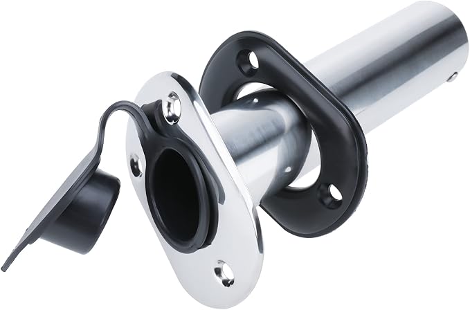 NovelBee 4pcs Boat Fishing Rod Holders,Stainless Steel Fishing Rod Rack Flush Mount withCap,Liner,Gasket (15 Degree Rod Holder)