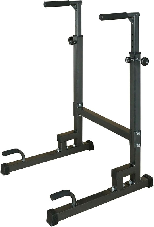 Dip Station Power Tower Pull Up Bar Stand Adjustable Height Heavy Duty Multi-Function Fitness Training Equipment For Gym Home Office Black