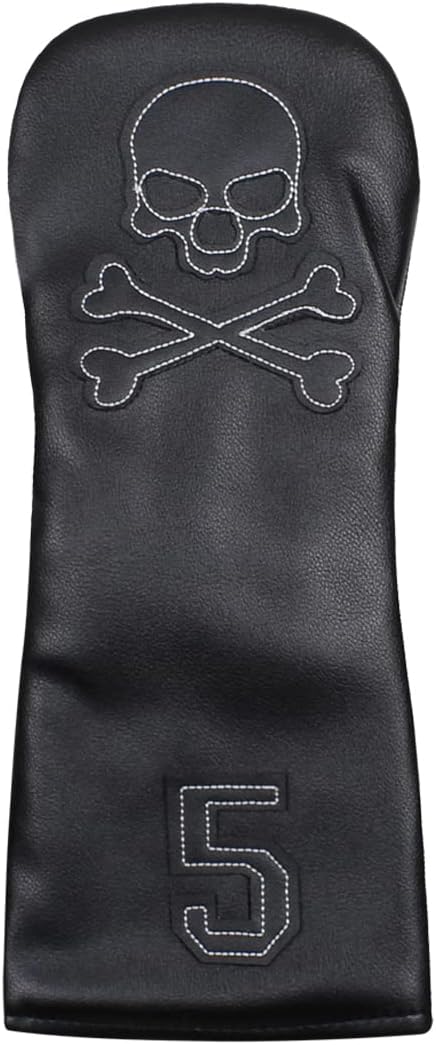 Scott Edward Skull Golf Woods Headcovers Covers for Driver Fairway 1 3 5 H Clubs Set Heads PU Leather Unisex Black Brown
