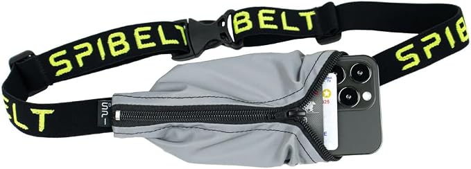 SPIbelt Running Belt Original for Women Men, Phone Holder for Running, Running Fanny Pack, Holder for Phone, Running Waist Pack, Adjustable Waist, [Fits All Phones]. Reflective with Black Zipper