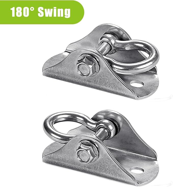 BeneLabel 2 Pack Stainless Steel 180 Swing Hooks, Heavy Duty 1000 LB Capacity, 4 Screws & 4 Expansion Bolts for Wooden & Concrete, Ceiling Mount for Hammock, Porch, Yoga, Punching Bag