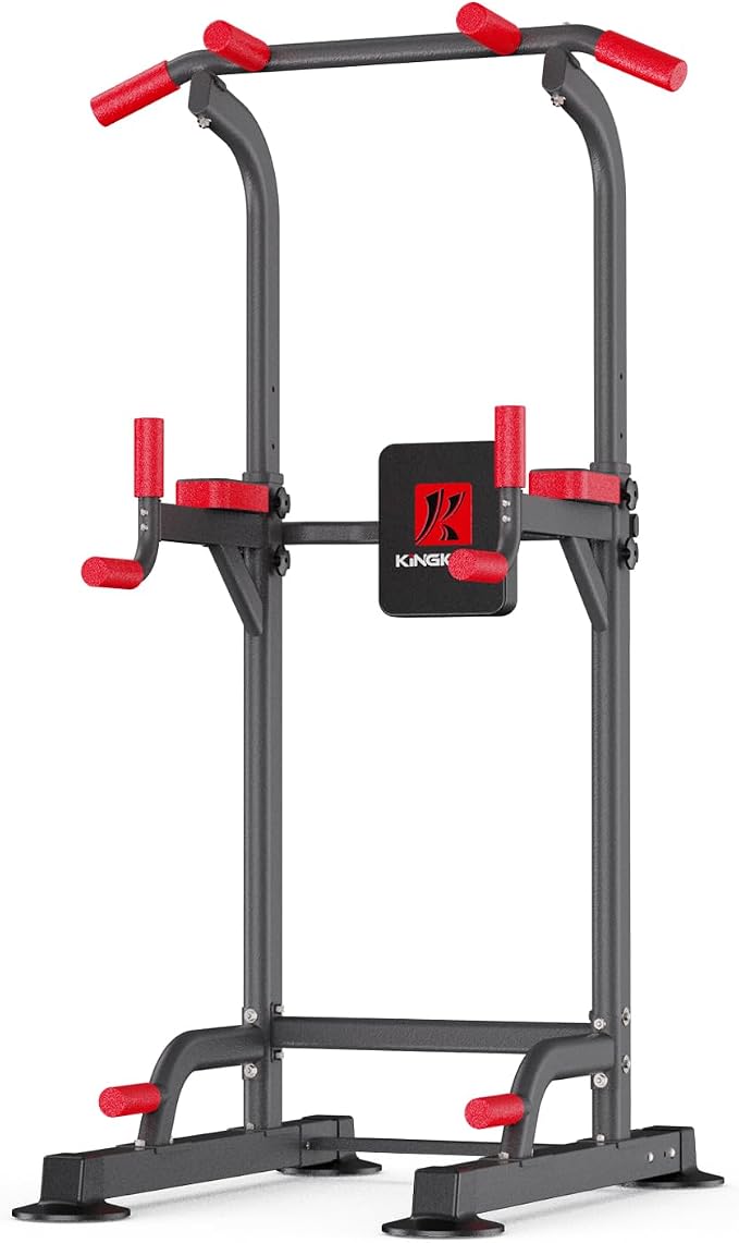 K KiNGKANG Power Tower Pull Up Bar Station, Load 450 lbs with 6-Height Adjustment Workout Dip Station for Home Gym Fitness Equipment