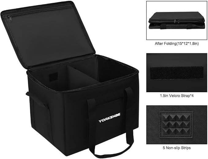 Camping Organizer, 1680D Heavy Duty Waterproof Camping Storage for Camping Cooking Utensils and Camping Cookware, with Hard Bottom, Camping Bag with Zippered Lid for RV, Hiking