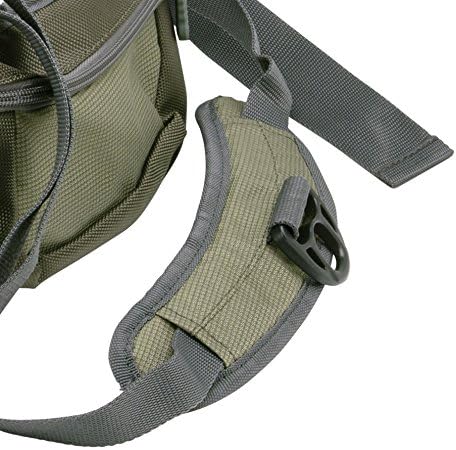 Allen Company Eagle River Lumbar Fly Fishing Pack - Holds 6 Fly Boxes, Zip‑Down Workstation, Waist Bottle Pockets, Durable Outdoor Waist Pack - Gray/Lime and Olive Green
