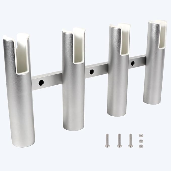 2PCS 4-Tube Aluminum Fishing Rod Holder for Boat, Wall-Mounted Fishing Pole Roof Rod Rack, Surf Fishing Rod Holder for Truck, Boats & Yacht