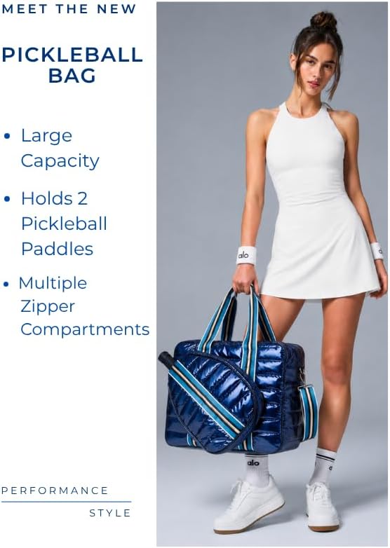 Pickleball Bag Set with Racket Compartment, Quilted Tote and Sling Bag