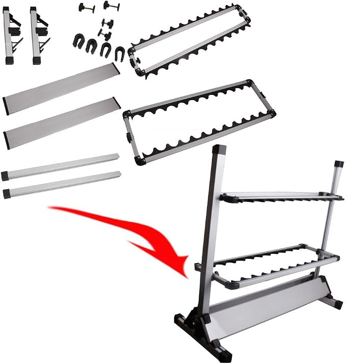 Pactrade Marine Fishing Rod Stand (12 to 24 Slots) - Fishing Pole Rack for Garage, Home, Cabin Floor | Cushioned, Lightweight, Easy-Access, Easy-Assembly | Great for Golf Clubs, Cue Sticks, and More