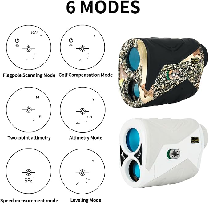 Golf Rangefinder with Slope, 1500 Yards Laser Range Finder Golfing, 6X Magnification with Slope Switch, Flag Pole Locking Vibration,Rechargeable with Magnet Stripe, Range Finders for Golfers & Hunting