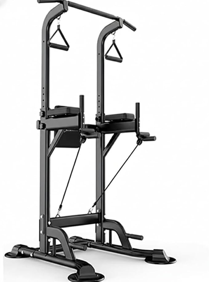 Freestanding Power Tower Dip Station, Adjustable Pull Up Bar for Home Gym with Backrest & Resistance Bands, 450 LBS Heavy Duty Multi-Function Calisthenics Workout Equipment for Adults & Teens