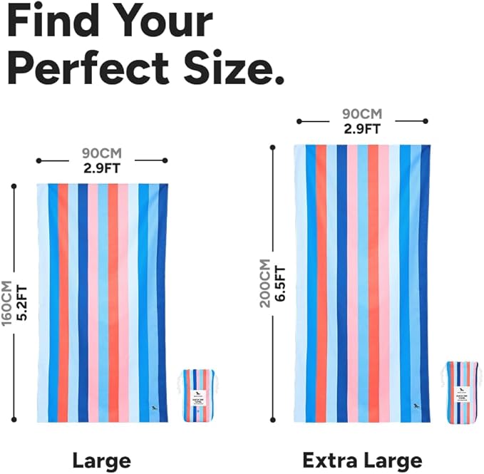 Dock & Bay Beach Towel - Quick Dry, Sand Free - Compact, Lightweight - 100% Recycled - Includes Bag - Ocean Pavilion - Extra Large (200x90cm, 78x35)