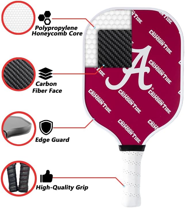 Parrot Paddle Carbon Fiber Pickleball Paddle with Honeycomb Core