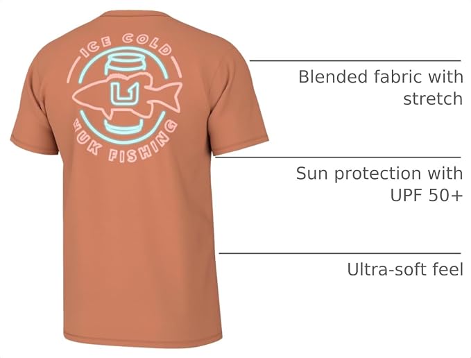 HUK Mens Performance Fishing Logo Tee, Short Sleeve T-Shirt for Men