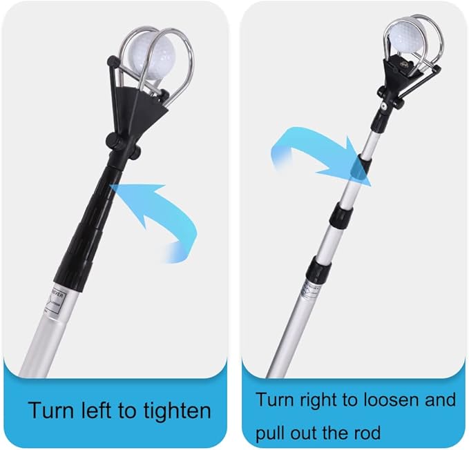 HOW TRUE Golf Ball Retriever, 12ft 15ft 18ft Aluminum Alloy Golf Ball Retriever Telescopic for Water Golf Ball Picker Grabber Golf Accessories Golf Gift