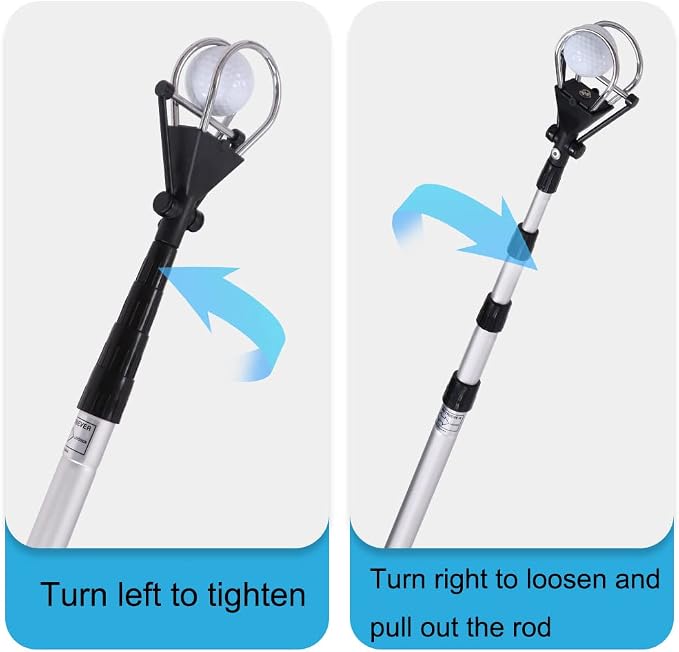 HOW TRUE Golf Ball Retriever, 12ft 15ft 18ft Aluminum Alloy Golf Ball Retriever Telescopic for Water Golf Ball Picker Grabber Golf Accessories Golf Gift