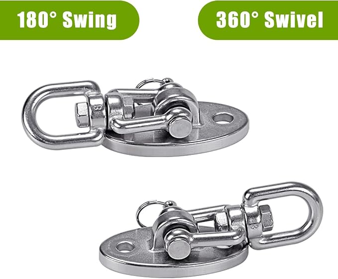 SELEWARE Ceiling Swing Mount Stainless Steel Swing Hangers Free Swivel Swing Hooks for Yoga Swing Indoor Outdoor Swing Set Porch Swing Chair Punching Heavy Bag 2000 lbs Capacity 4 Pack