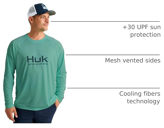 HUK Men's Pursuit Vented Long Sleeve Fishing Shirt (+30 UPF)