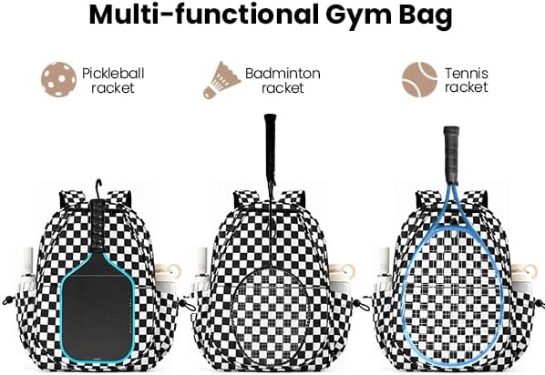 Mosthink Pickleball Racket Backpack Tennis Bag for Women Water-Resistant and Machine Washable Tennis Backpack，Lightweight Sports Bag for Pickleball, Badminton