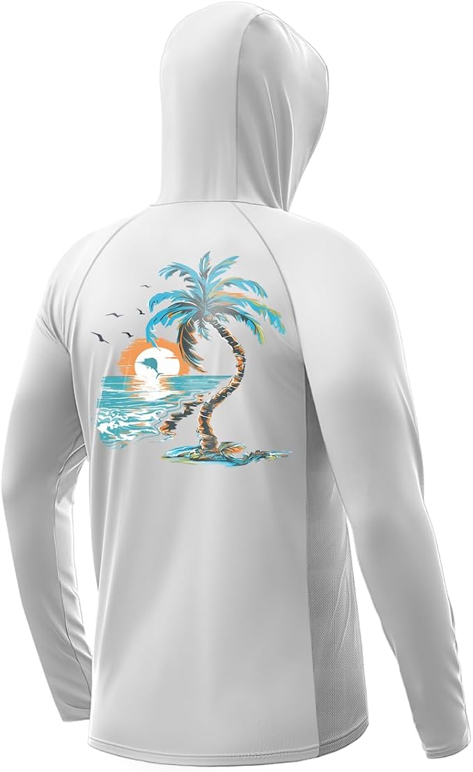 Palmyth Fishing Hoodie for Men Long Sleeve Sun Protection UV UPF 50+ Shirts | Hidden Zipper Pocket, Thumb Loops, Quick-Dry, Side Mesh Panels, Lens Cleaning Cloth, 4-Way Stretch