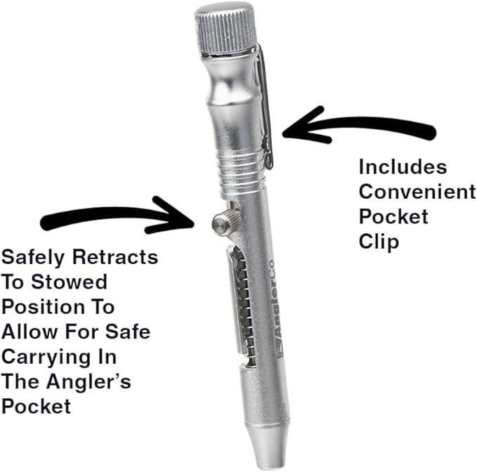 Retractable Fish Venting Tool with Pocket Clip – Durable Barotrauma Release Tool for Saltwater Fishing