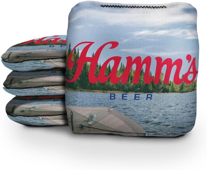 Slick Woody's Official Brand Beer + American Flag Cornhole Bags – Resin-Filled Tournament Performance with Dual Sided Professional Use Fabric- Set of 4