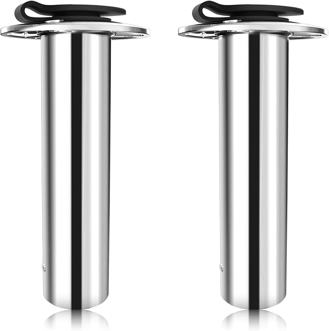 Fishing Rod Holder 2 Pack, 316 Stainless Steel 15/30/90 Degree Rod Holders for Fishing Boat, Flush Mount with Cap, Heavy Duty