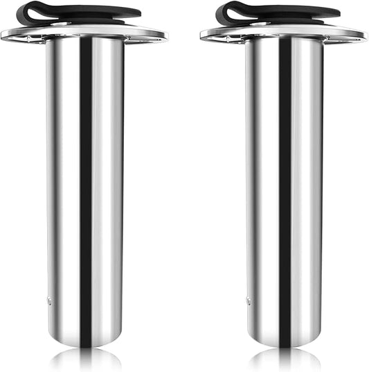 Fishing Rod Holder 2 Pack, 316 Stainless Steel 15/30/90 Degree Rod Holders for Fishing Boat, Flush Mount with Cap, Heavy Duty