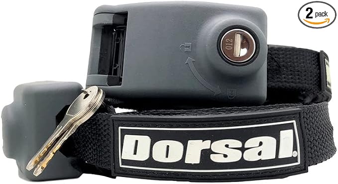 DORSAL Surf Locking Straps Theft Resistant Reinforced Roof Rack Pad Tie Downs Steel/Nylon 10' Feet Black