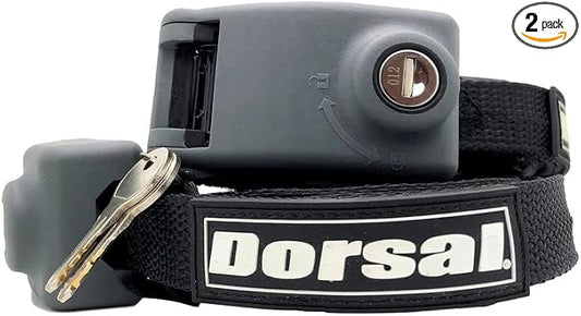 DORSAL Surf Locking Straps Theft Resistant Reinforced Roof Rack Pad Tie Downs Steel/Nylon 10' Feet Black