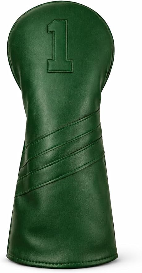 Leather Golf Headcovers Set of 3 – Driver (1), Fairway Wood (W) & Hybrid (H) – Premium Retro PU Leather Golf Club Head Covers – Fits 460cc – Detroit Golf Co.