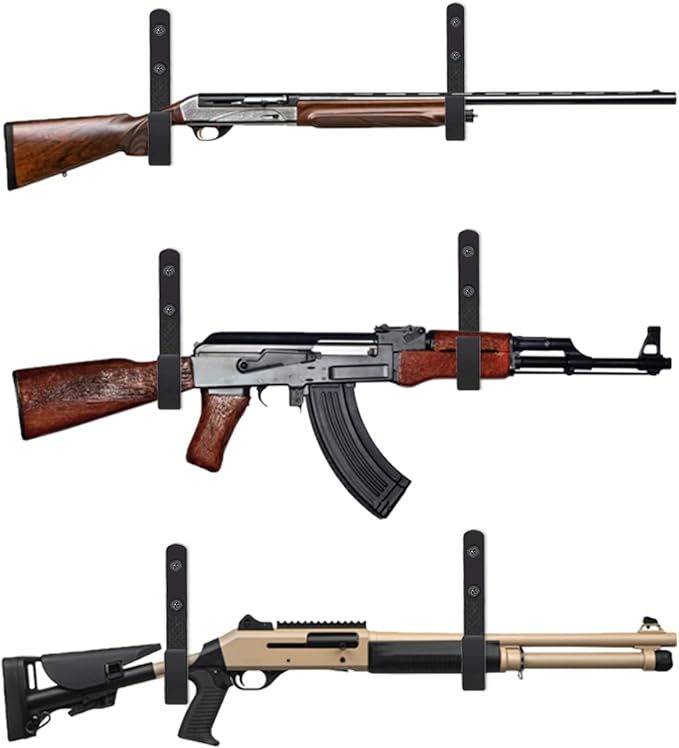 Metal Gun Rack Storage Rifles Shotgun Hooks Wall Mount Hangers for Any Rifles Shotguns Archery Bow with Soft Padding and Heavy Duty Steel…