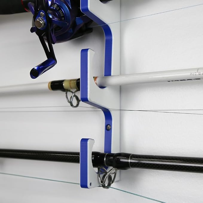 TRAPSKI Made in the USA Premium Fishing Rod/Pole Holder Rack Organizer | Wall or Boat Mounting Fishing Rod Rack | Marine Grade HDPE Plastic | Pole Holder for up to 3 Rods | Stackable