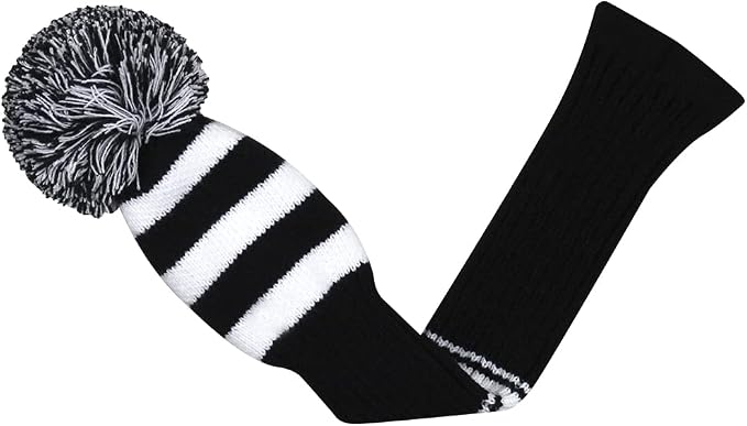 Scott Edward Knit Golf Club Cover with a Pom Set of 5 Head Covers Protect Driver Wood(460cc) 1 Fairway Wood2 and Hybrid/UT2 with Rotating Club Number Tags