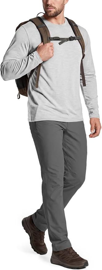 CQR Men's UPF 50+ Sun Protection Long Sleeve Quick Dry Athletic Shirts, Stretch Running Workout Hiking T-Shirts