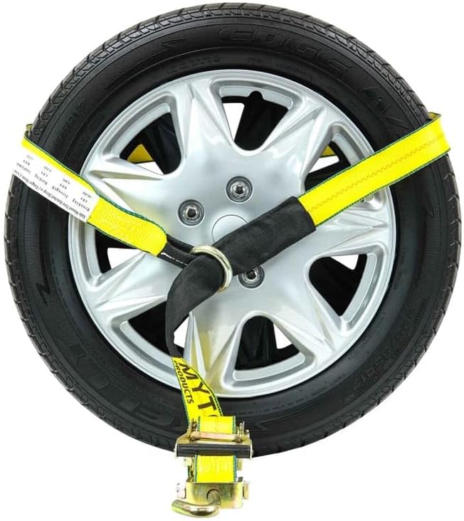 Mytee Products (8 Pack 2" x10' Lasso Ratchet Strap with J Finger Hook Wheel Net Auto Tow Towing Car Hauler Down