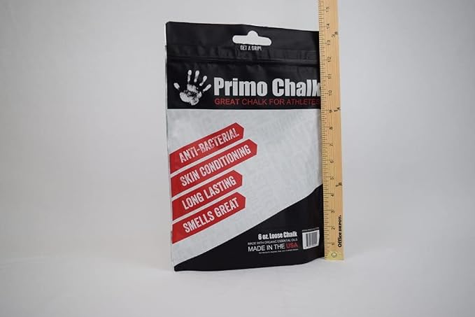 Primo Chalk Resealable Bag: Loose Chalk for Weightlifting, Rock Climbing, & Gymnastics, Made in The USA, Chalk Ball Refill for Superior Grip